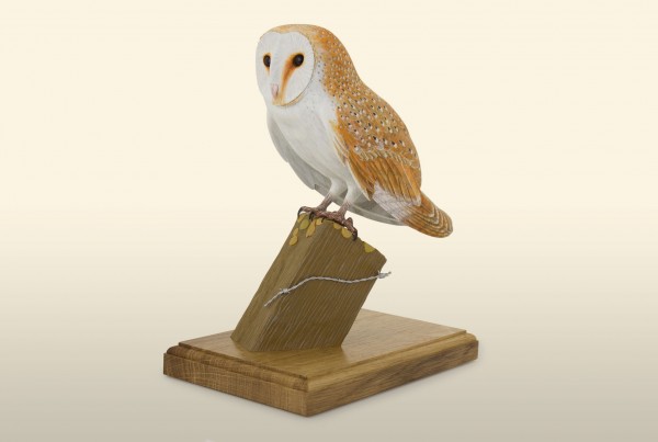 Barn owl bird carving, by Feathercarver David Patrick-Brown